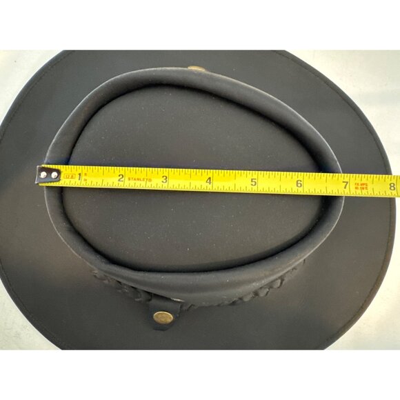 Original Australian Style Mens Hat Black Leather Sz M Aussie Outback Bush Casual - Picture 8 of 12